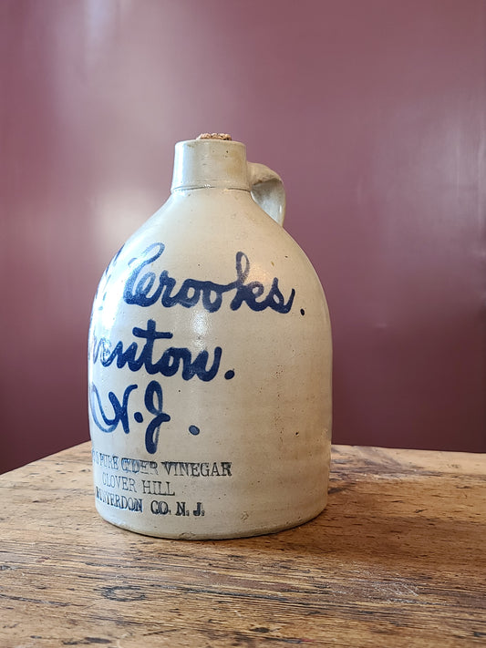 New Jersey Stoneware Blue Script Jug, "Case's Cider Vinegar"
