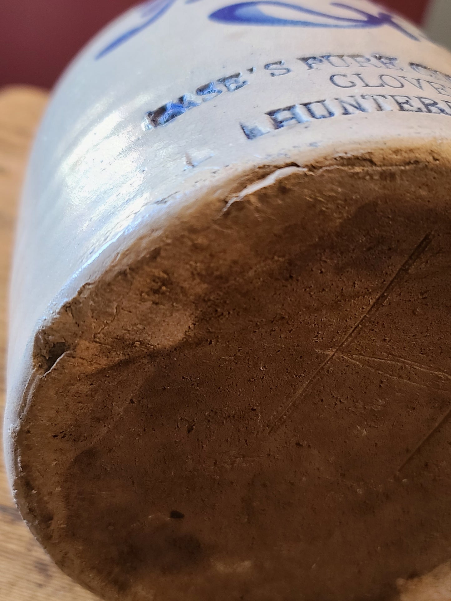 New Jersey Stoneware Blue Script Jug, "Case's Cider Vinegar"