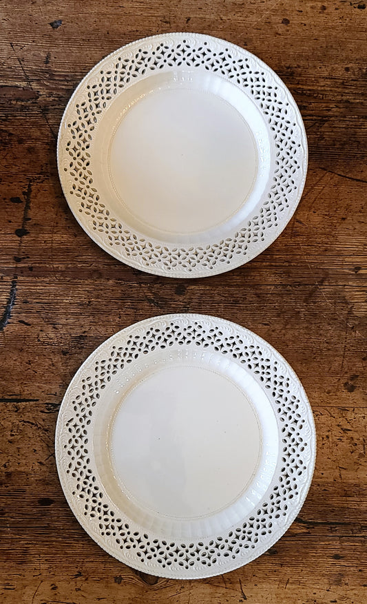 Late 18th Century Reticulated Creamware Plates-a Pair