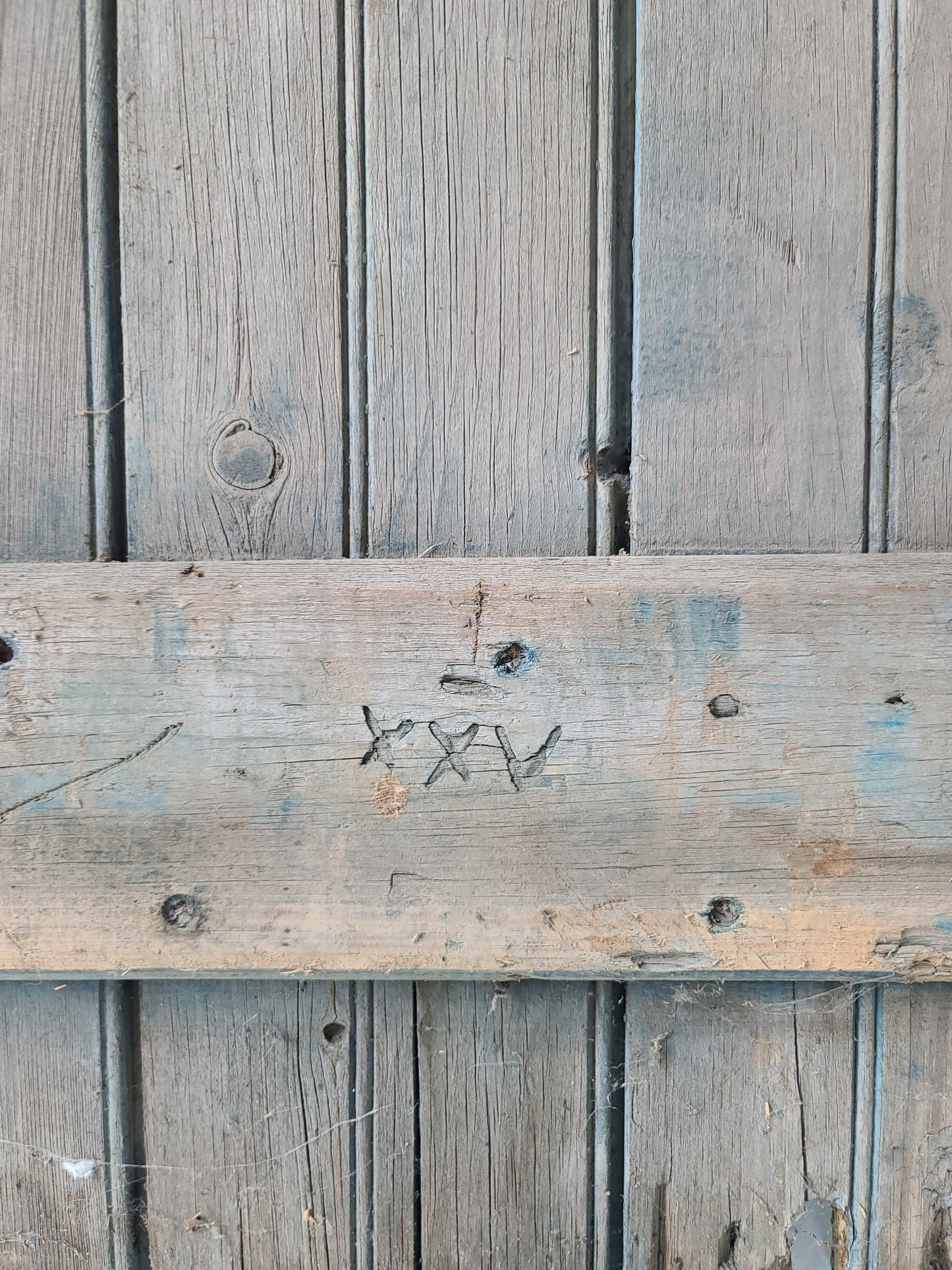 Heart Design Shutters In Blue Paint - A Pair