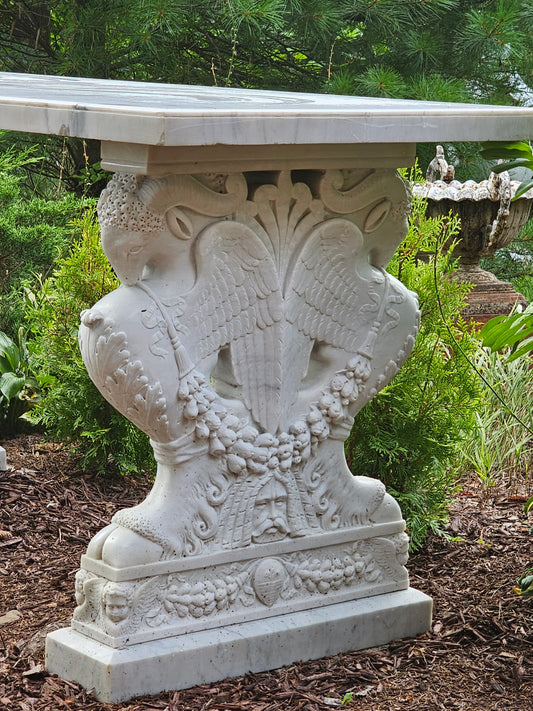 Carved Marble Garden Or Center Table