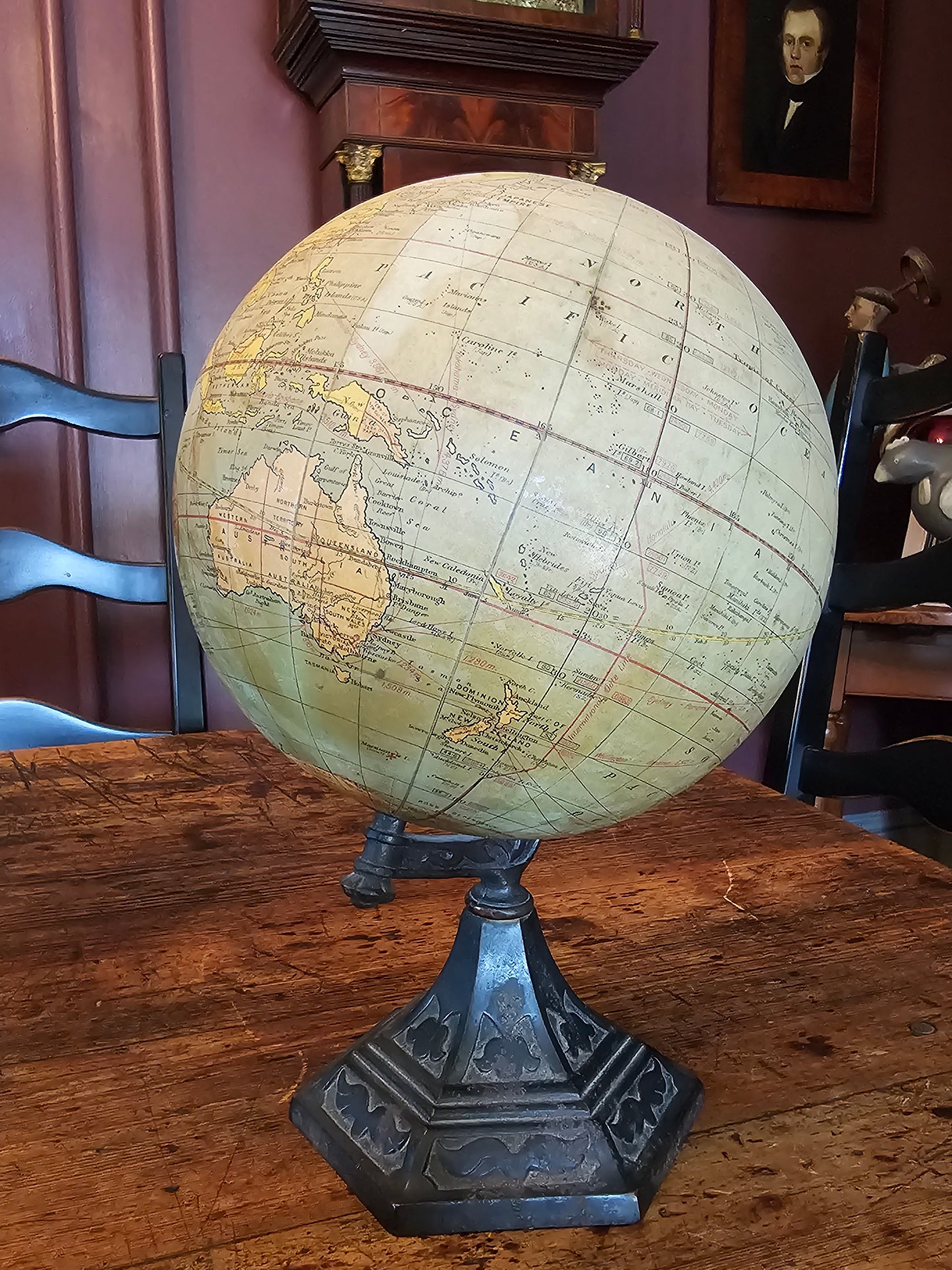 1930's Webber Costello 8" Globe On Cast Iron Stand