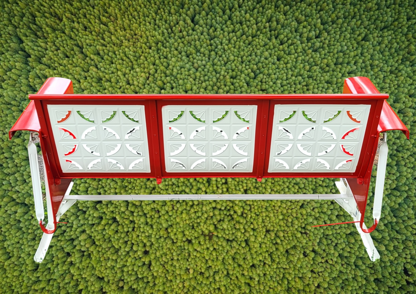 Vintage Bunting Pie Crust Powder Coated 3-Seat Porch Glider & 2 Chairs