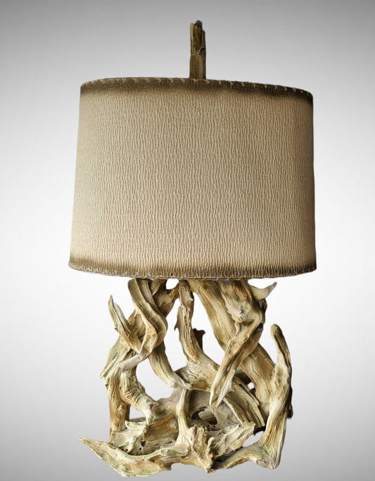 Mid-Century Driftwood Table Lamps in Gesso - a Pair