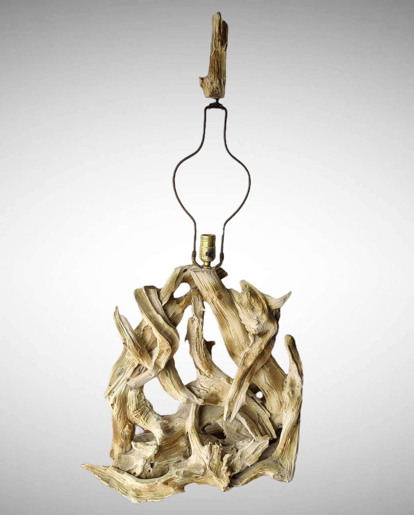 Mid-Century Driftwood Table Lamps in Gesso - a Pair