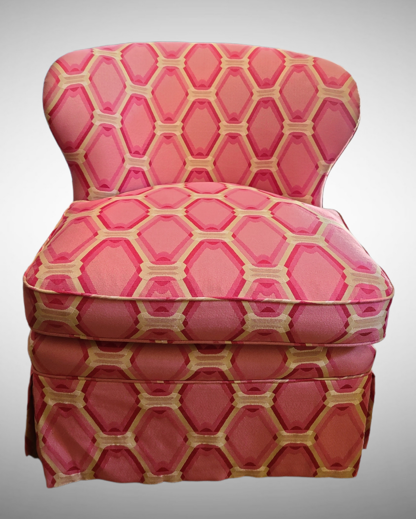 1970s Pink Op-Art Upholstered Swivel Chair