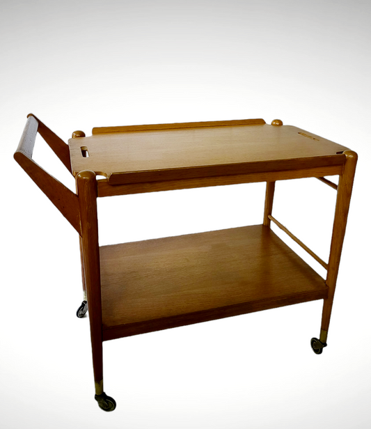 Vintage Danish Modern Oak Drink Cart