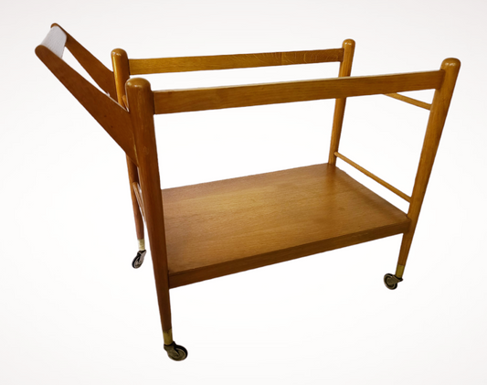 Vintage Danish Modern Oak Drink Cart