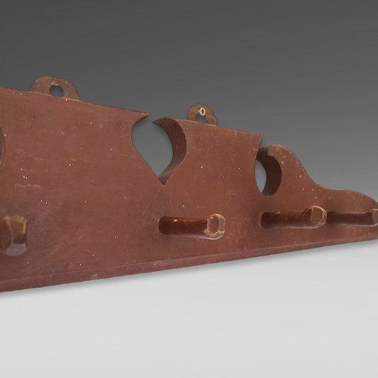 Carved Peg Rack In Original Red Paint