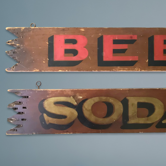 Vintage Painted Wooden Roadside Diner Signs