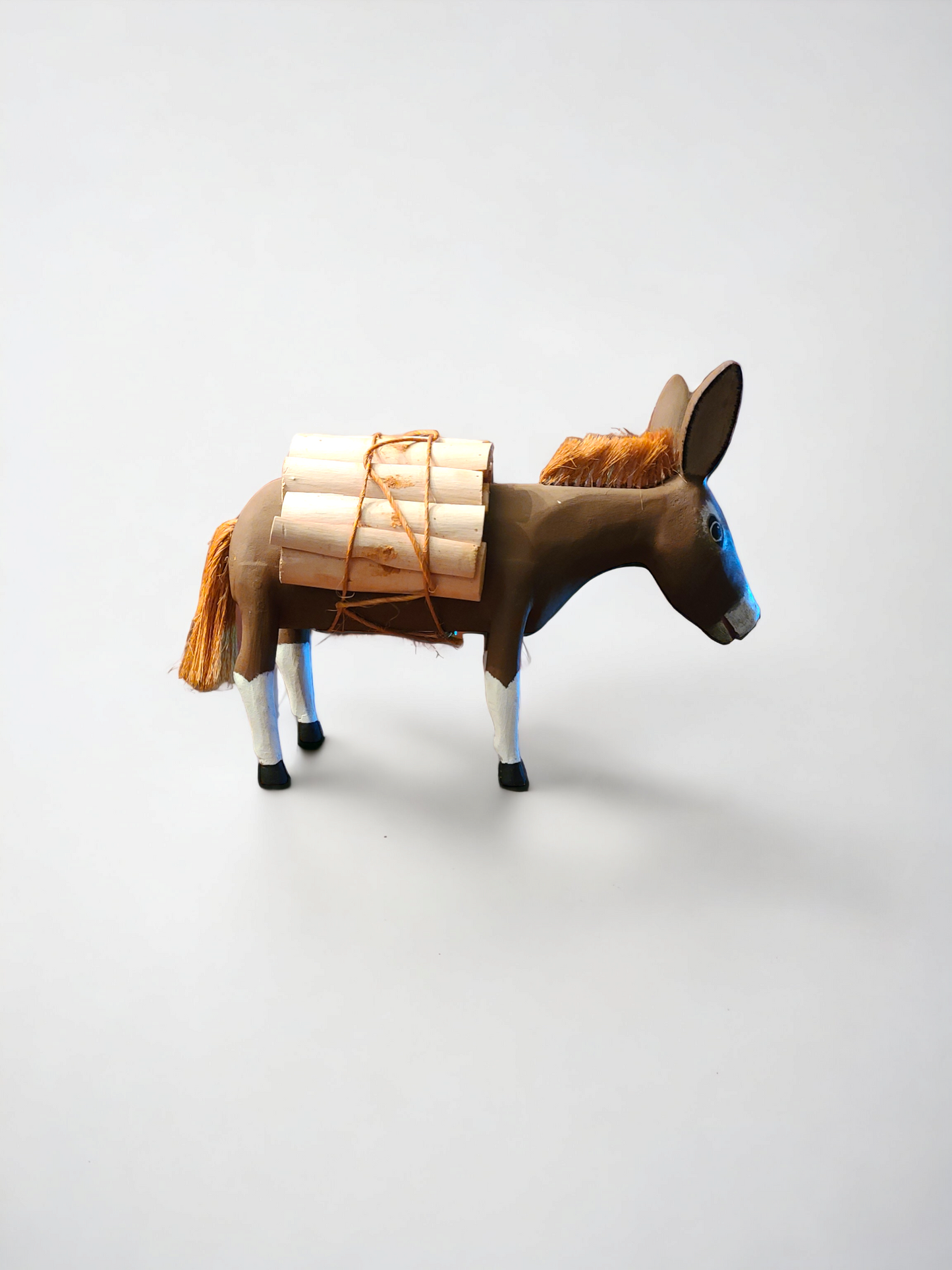 Folk Art Carved Wood Burro By David Alvarez