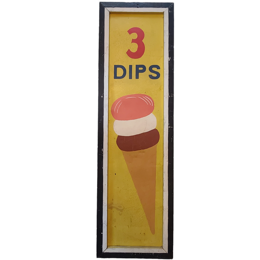 Large Mid Century Hand Painted Ice Cream Signs - A Pair
