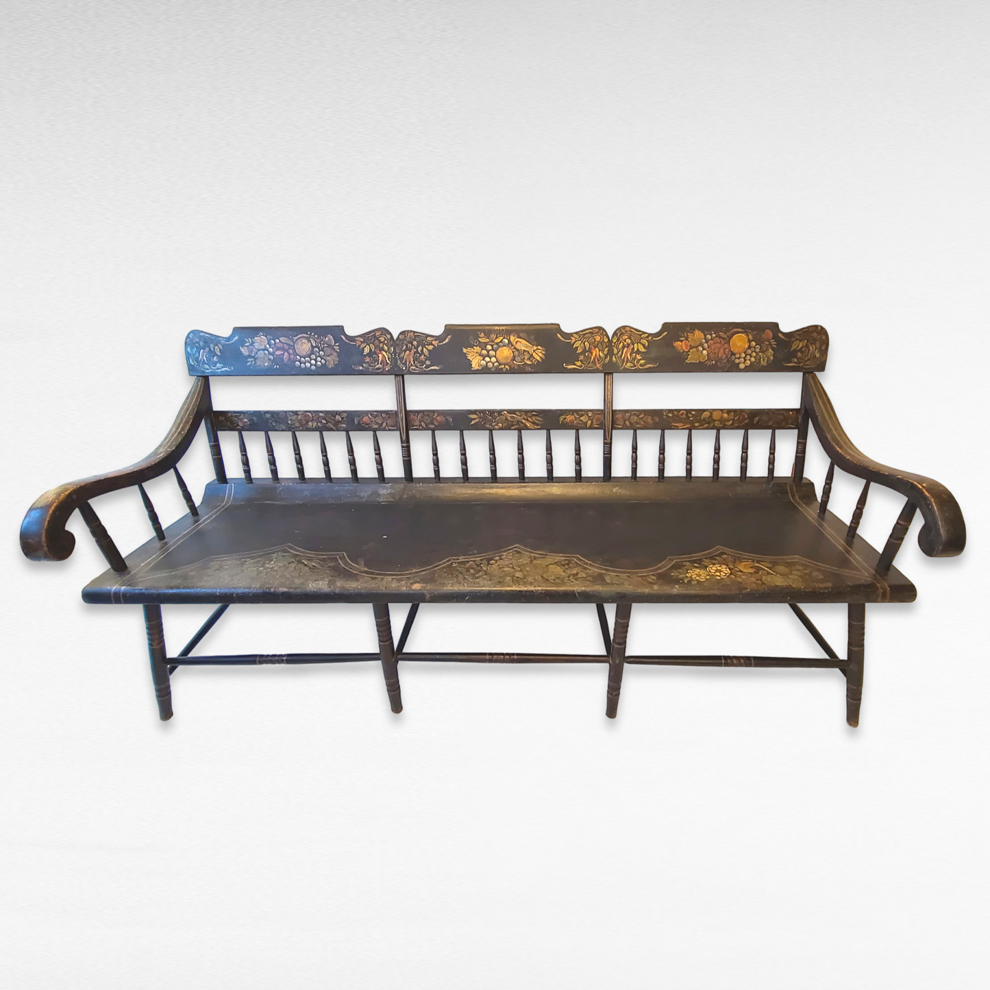 19th Century Deacons Bench In Original Paint
