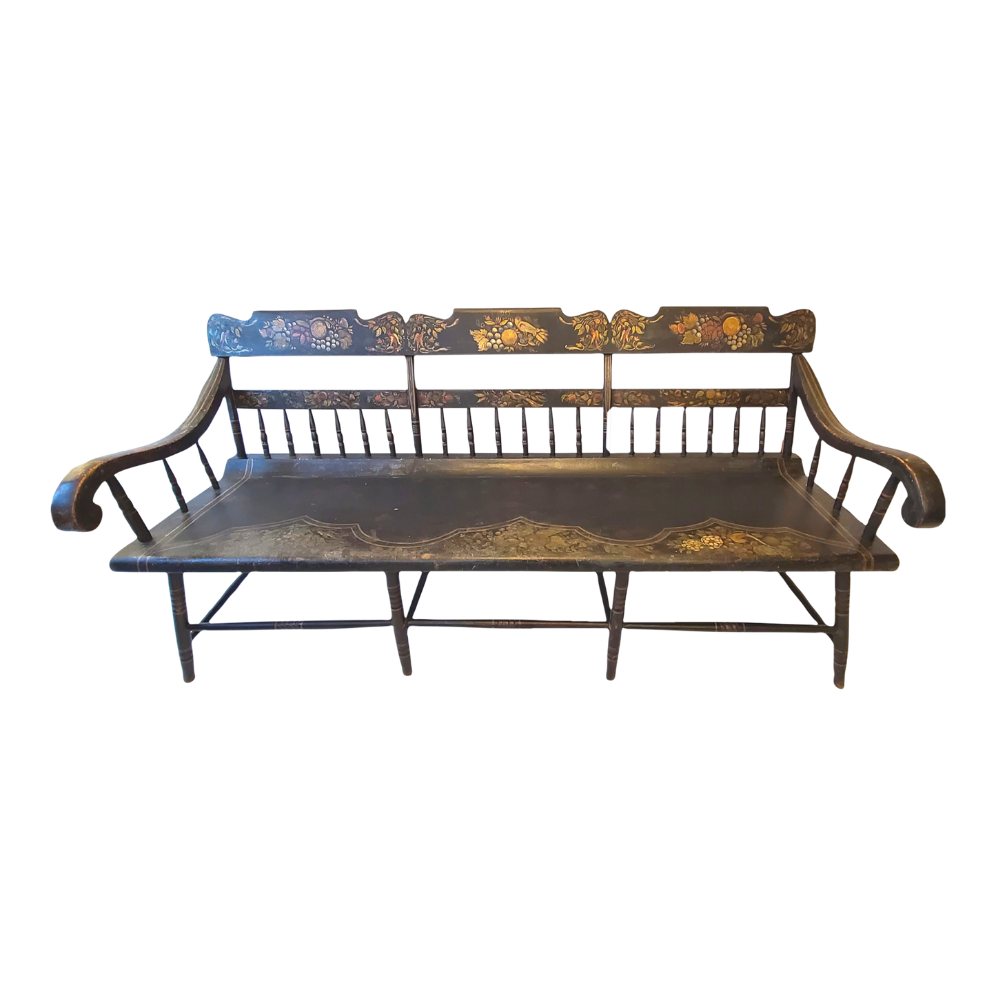 19th Century Deacons Bench In Original Paint