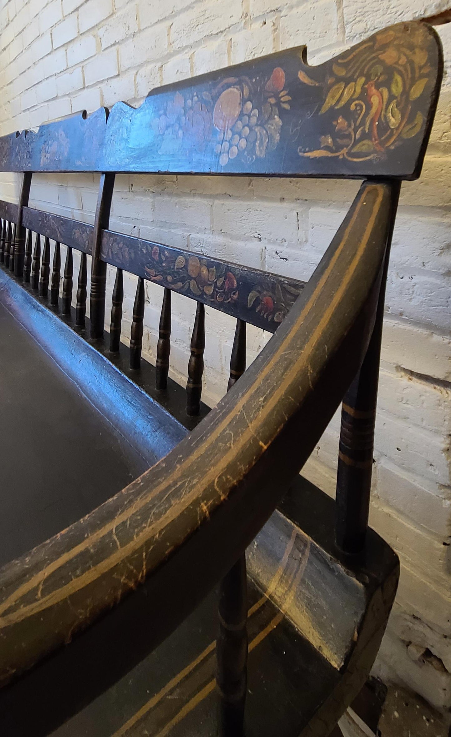 19th Century Deacons Bench In Original Paint