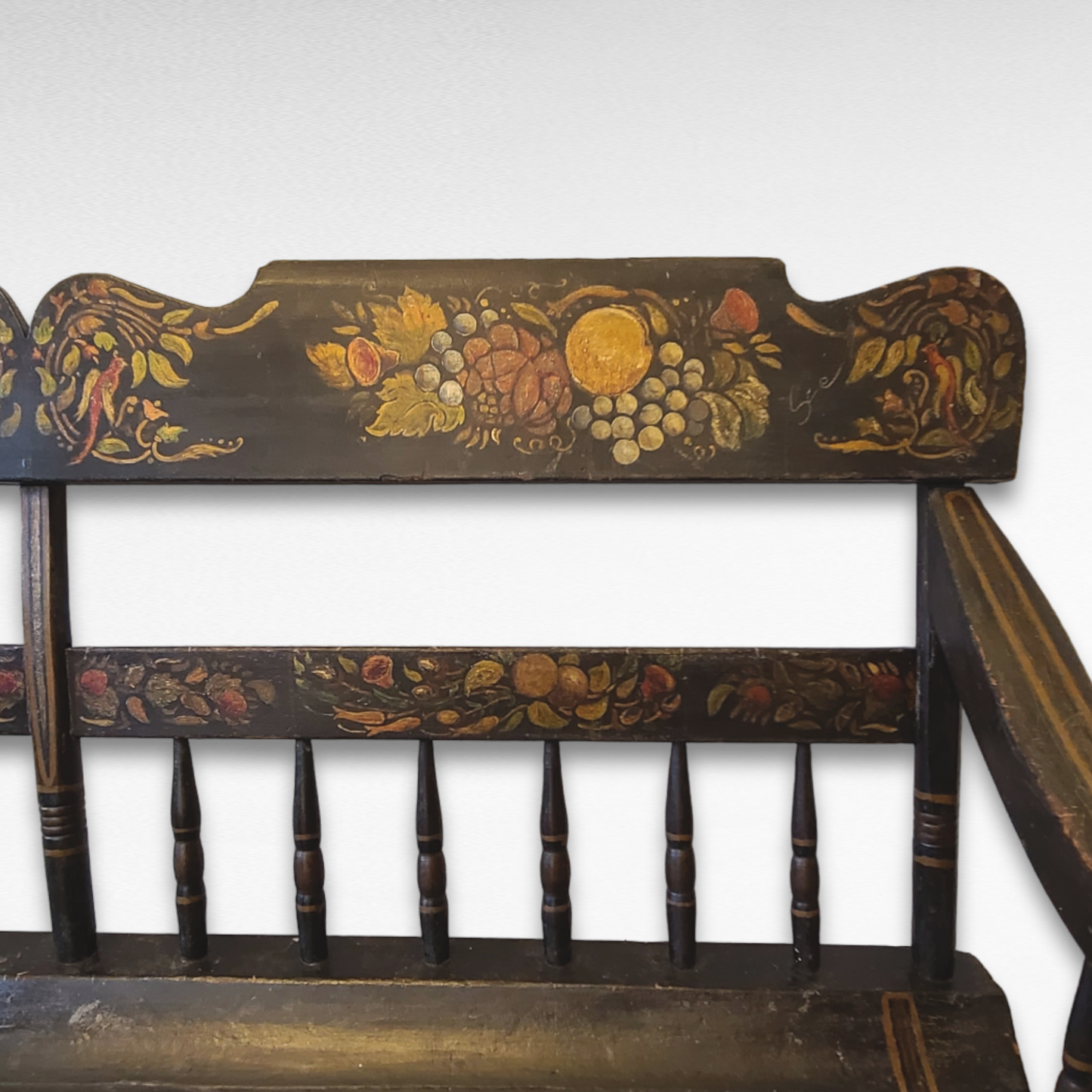 19th Century Deacons Bench In Original Paint
