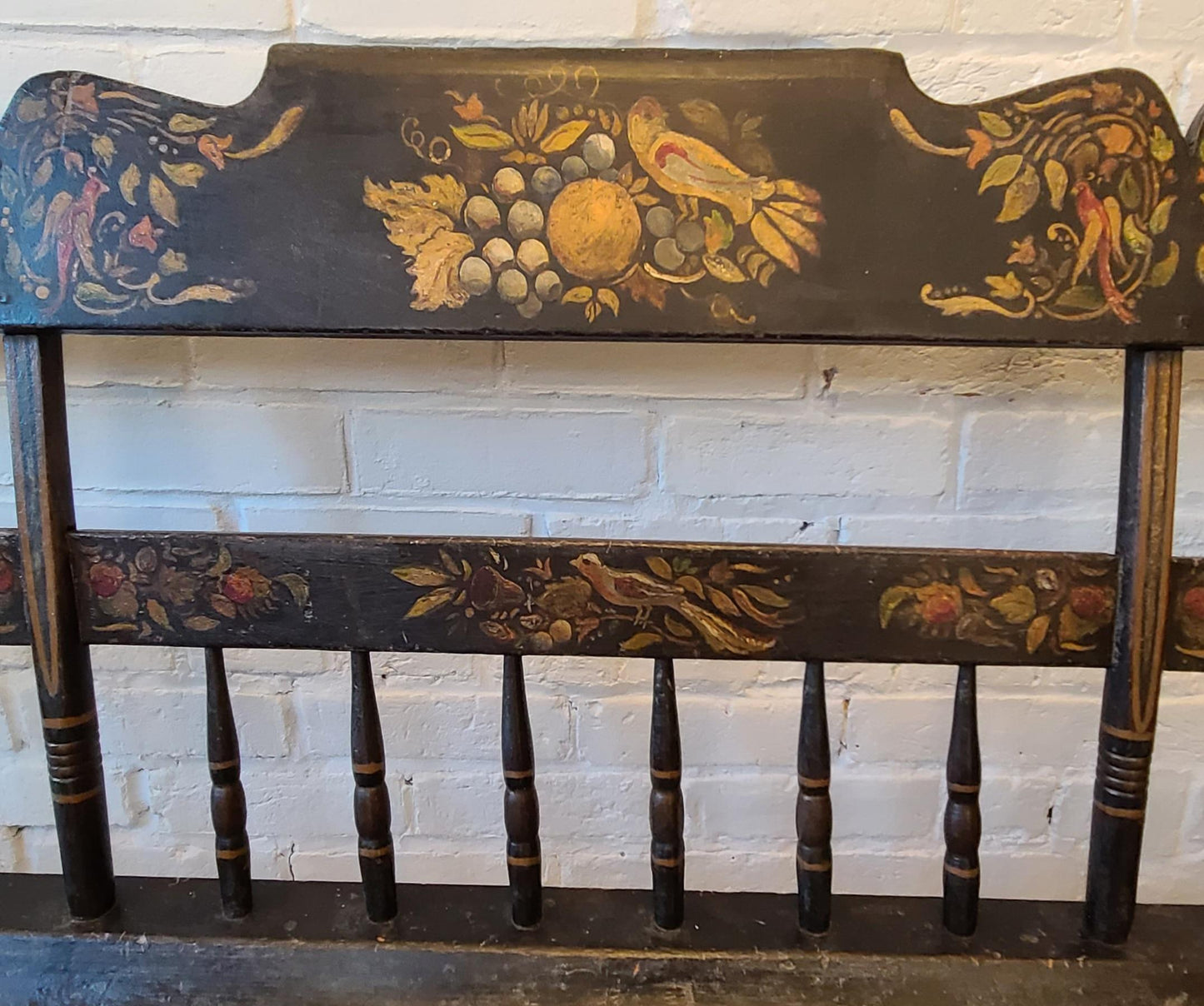 19th Century Deacons Bench In Original Paint