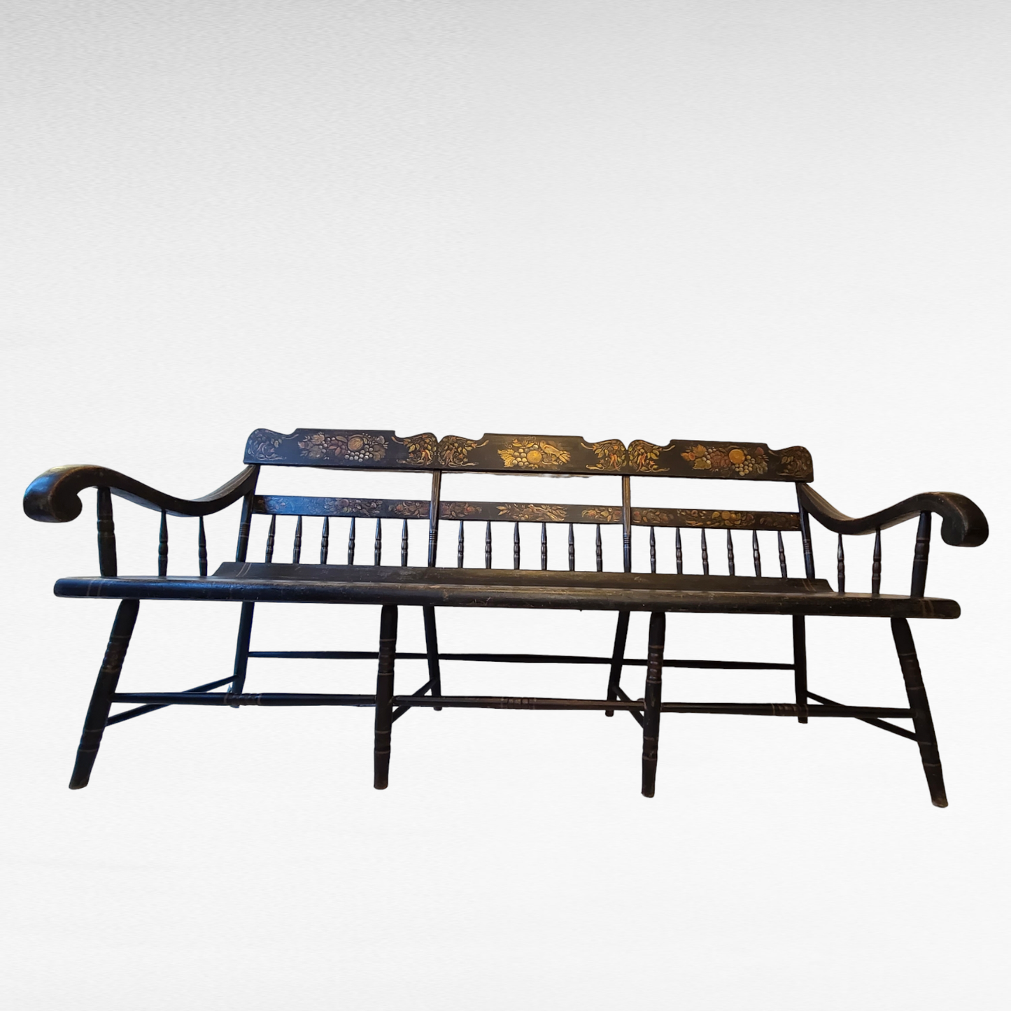 19th Century Deacons Bench In Original Paint