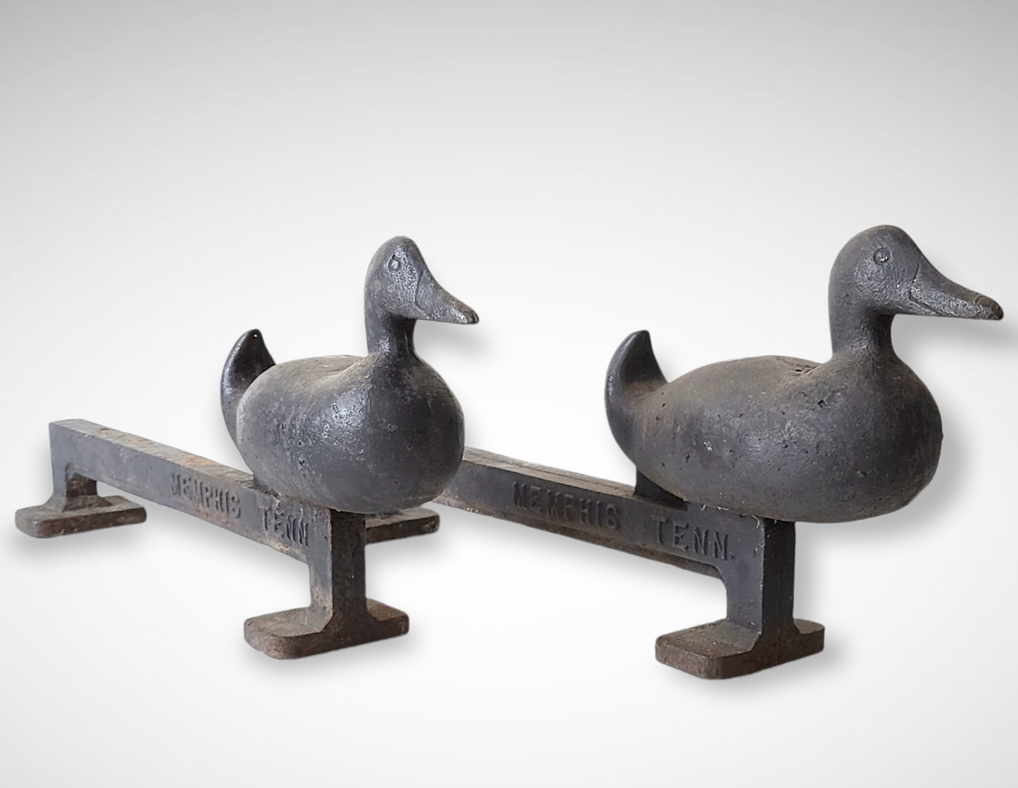 Cast Iron Duck Andirons