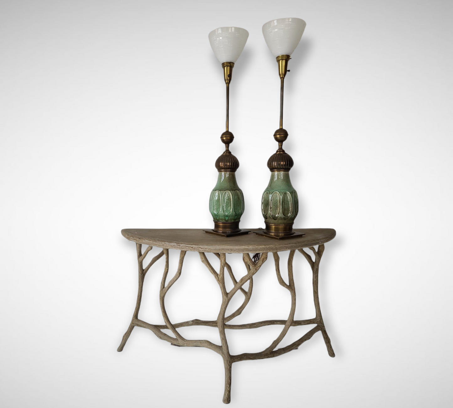 Stiffel Moorish Green Lamps-A Pair