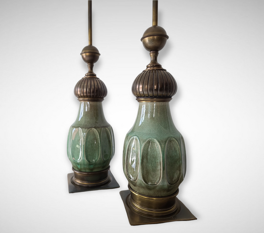 Stiffel Moorish Green Lamps-A Pair