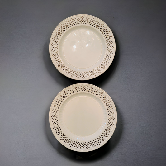Late 18th Century Reticulated Creamware Plates-a Pair