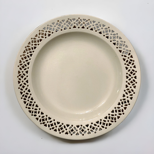 18th Century Creamware Plate With Reticulated Heart Border