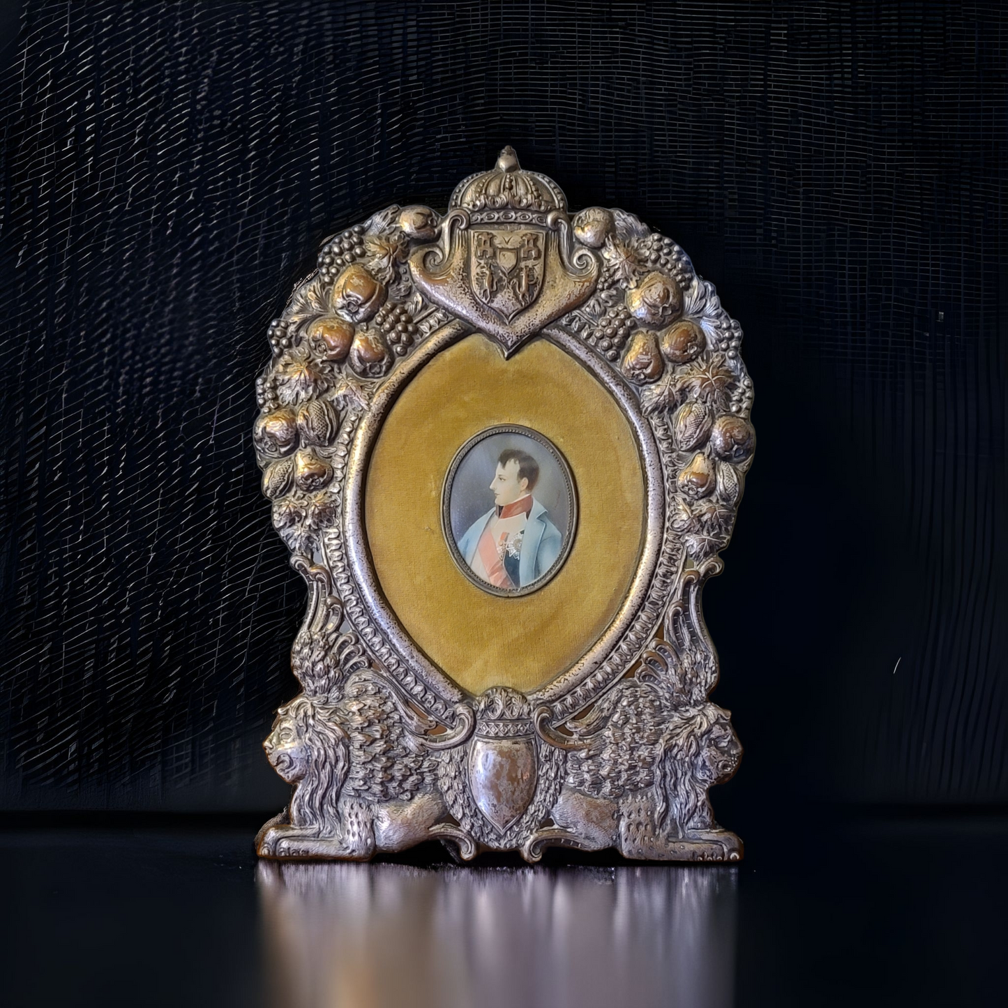 Minature Napoleon Portrait in Magnificent Sheffield Frame