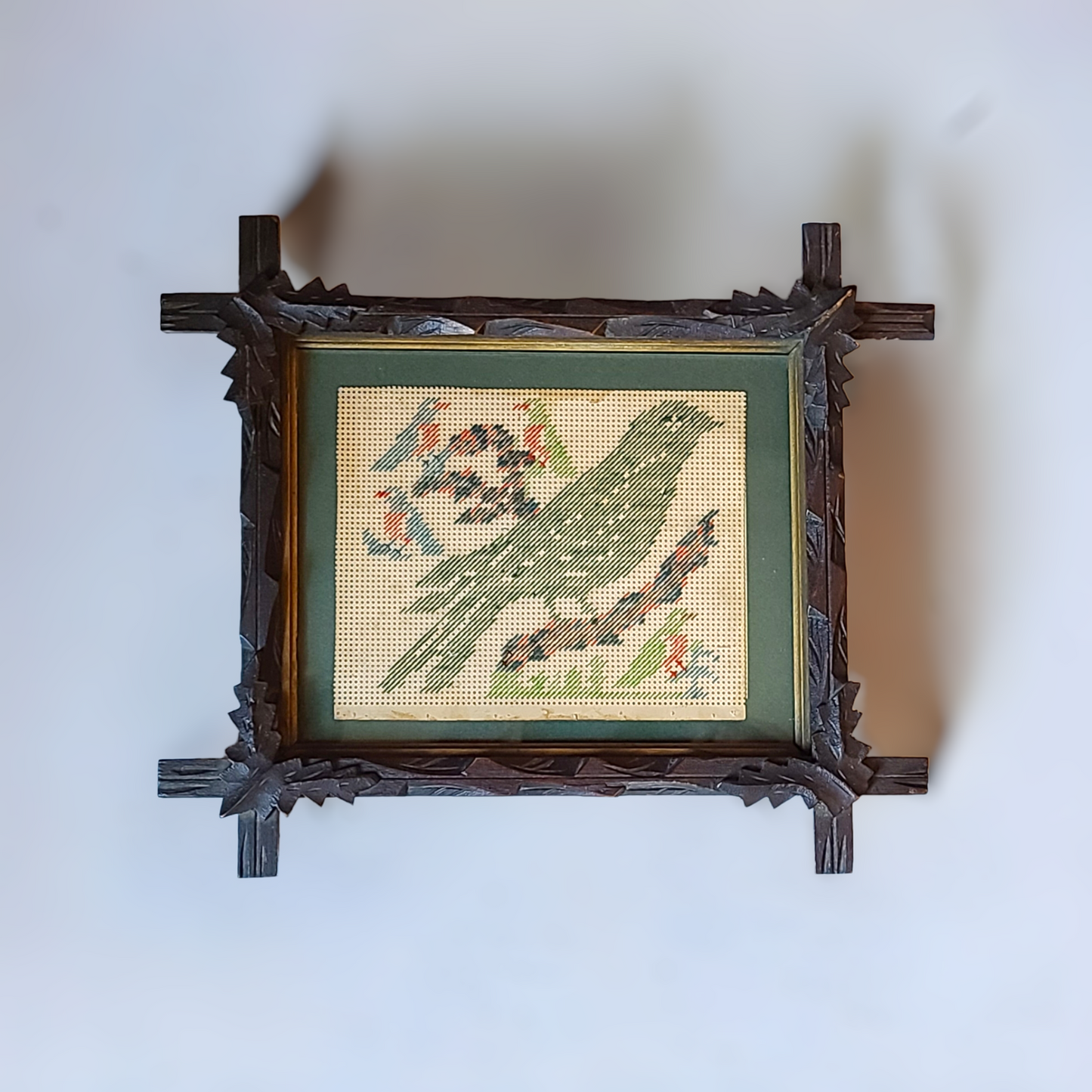 Victorian Perforated Paper Embroidered Birds Picture