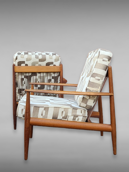 Grete Jalk For John Stuart Model 118 Teak Lounge Chairs -A Pair