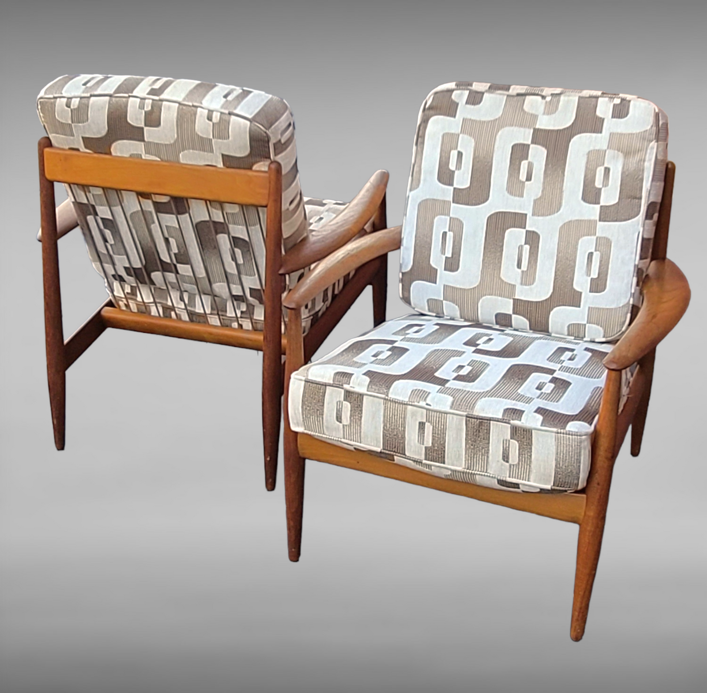 Grete Jalk For John Stuart Model 118 Teak Lounge Chairs -A Pair