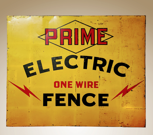 Large Lithographed Tin Electric Fence Sign