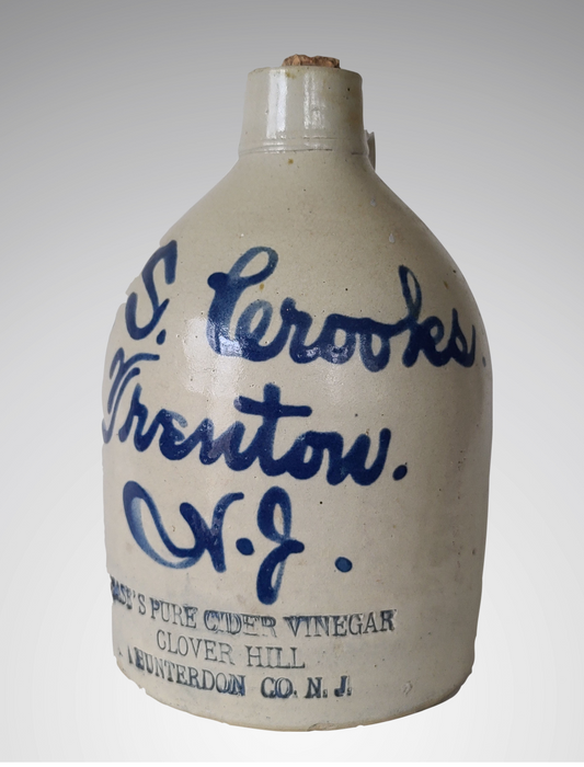 New Jersey Stoneware Blue Script Jug, "Case's Cider Vinegar"