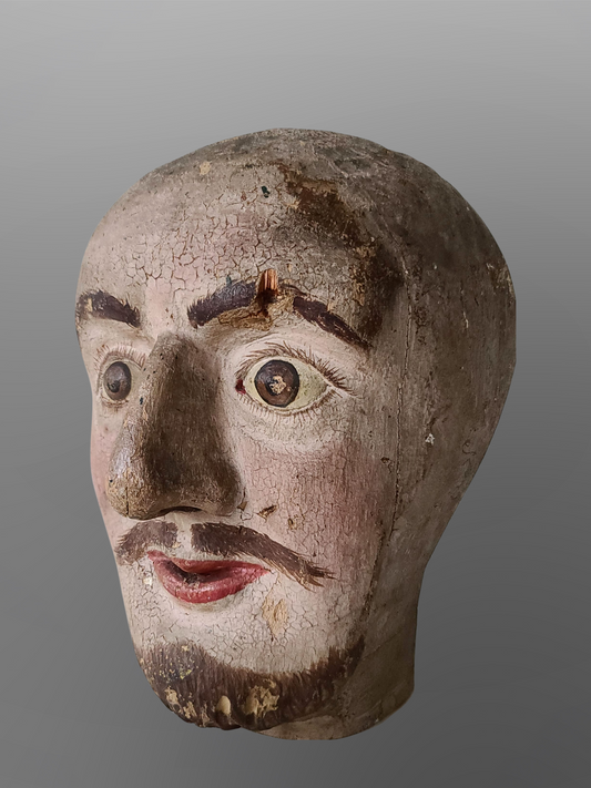 Carved Polychome Painted Head