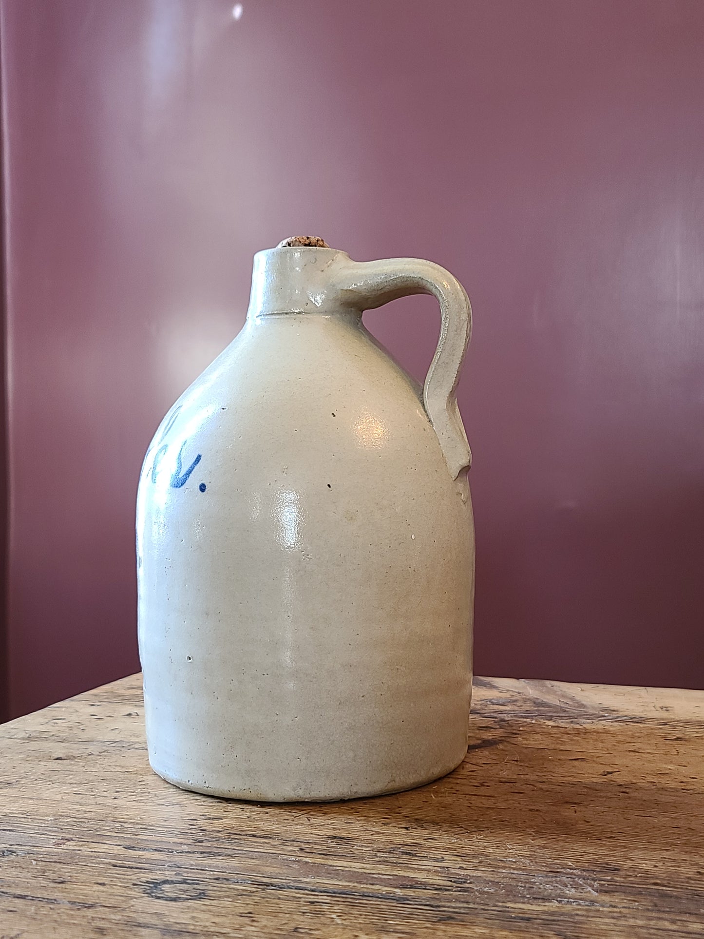 New Jersey Stoneware Blue Script Jug, "Case's Cider Vinegar"