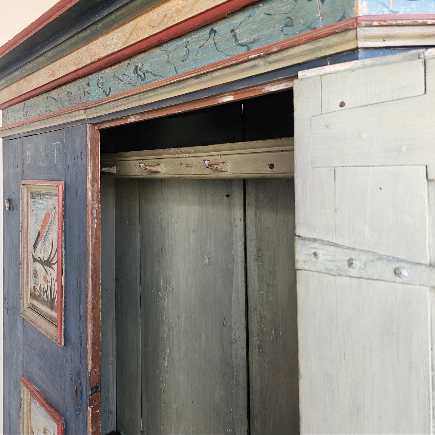 18th Century Paint Decorated German Marriage Cupboard Armoire