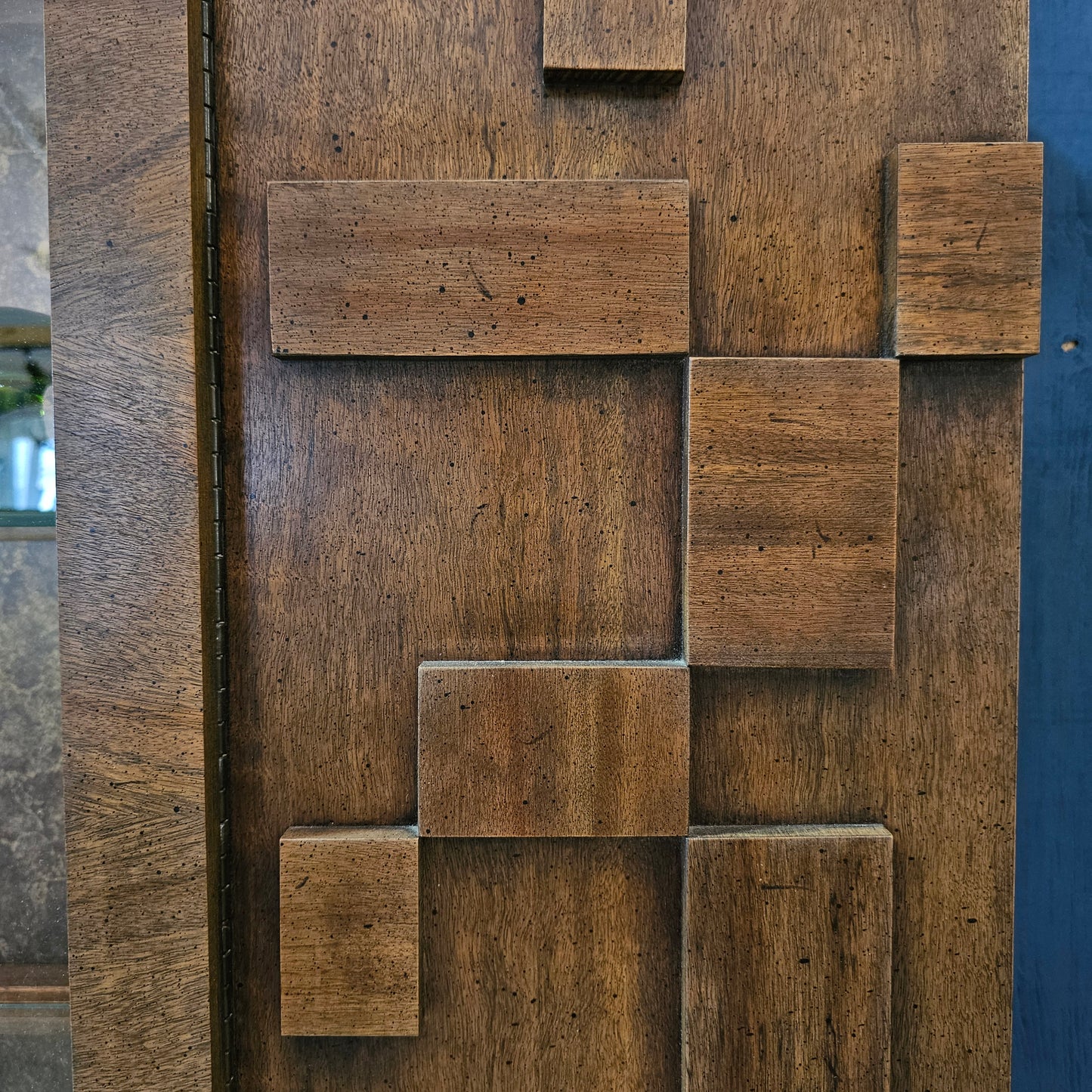 1970s Lane Staccato Brutalist Mid Century Walnut Credenza and Hutch