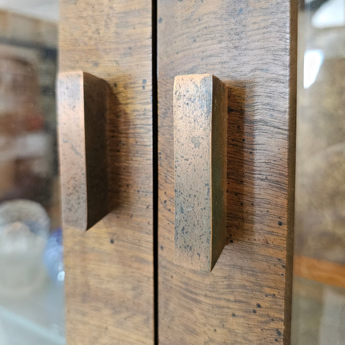 1970s Lane Staccato Brutalist Mid Century Walnut Credenza and Hutch