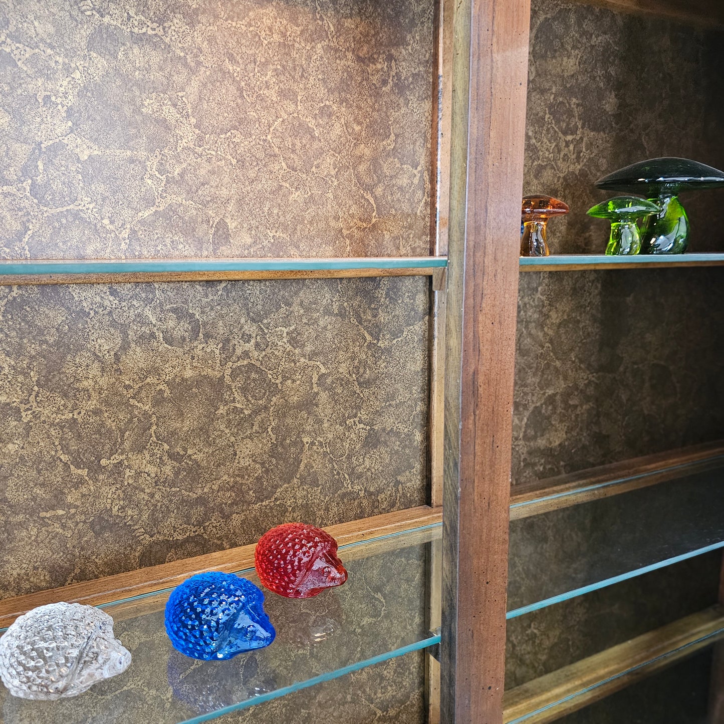 1970s Lane Staccato Brutalist Mid Century Walnut Credenza and Hutch