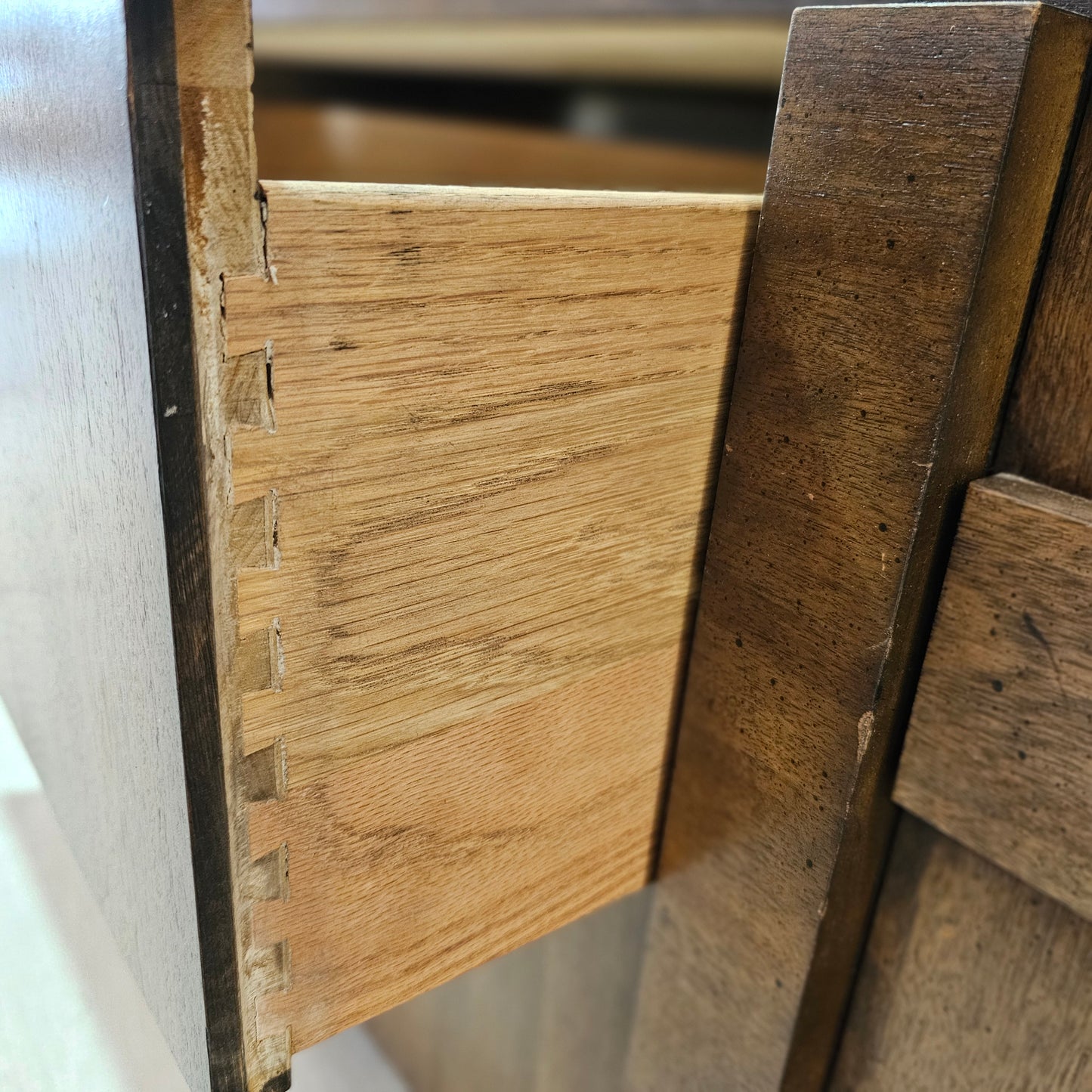 1970s Lane Staccato Brutalist Mid Century Walnut Credenza and Hutch