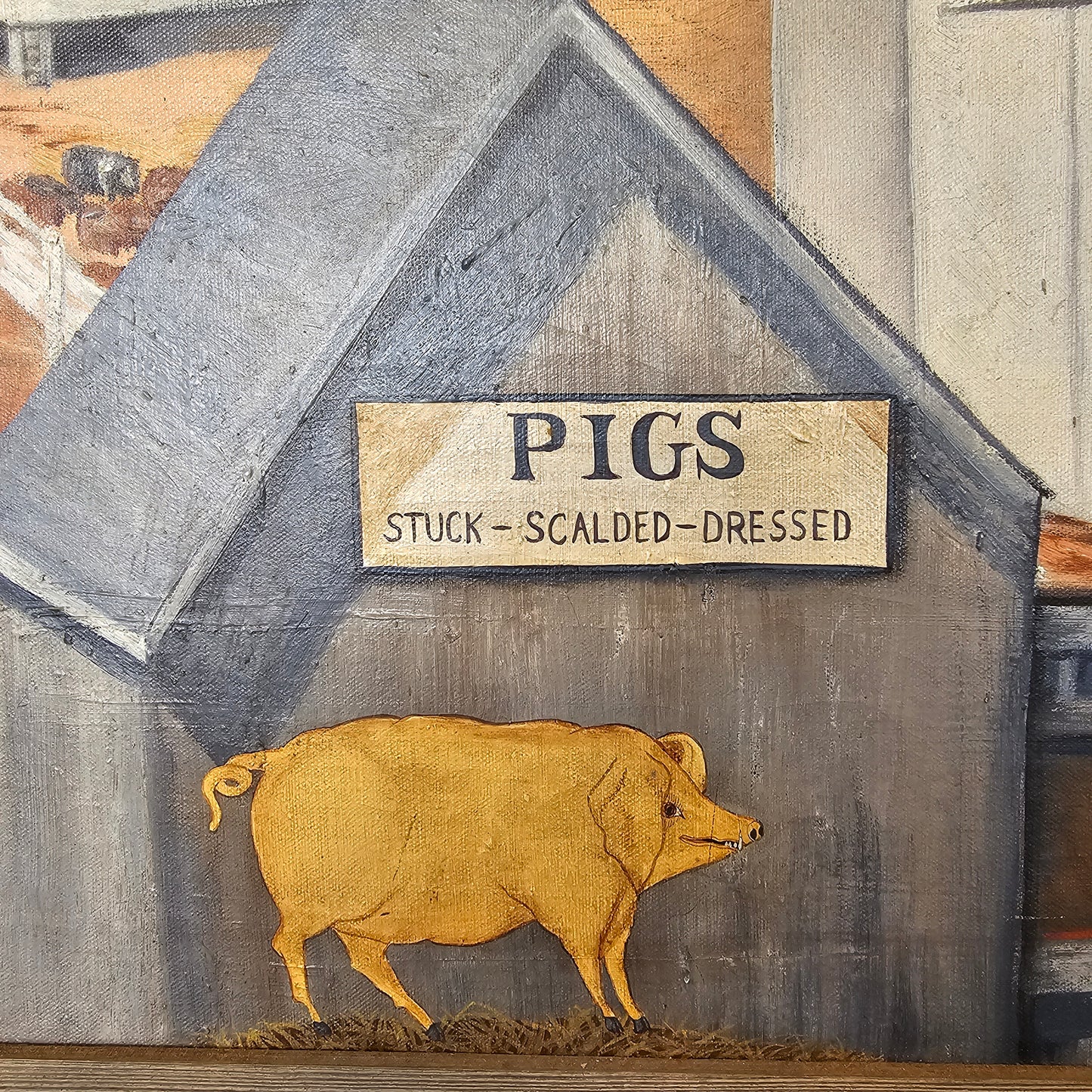 WPA Style Oil Painting "Wheelers Hog Farm" Aimee Brown/I'm Corson