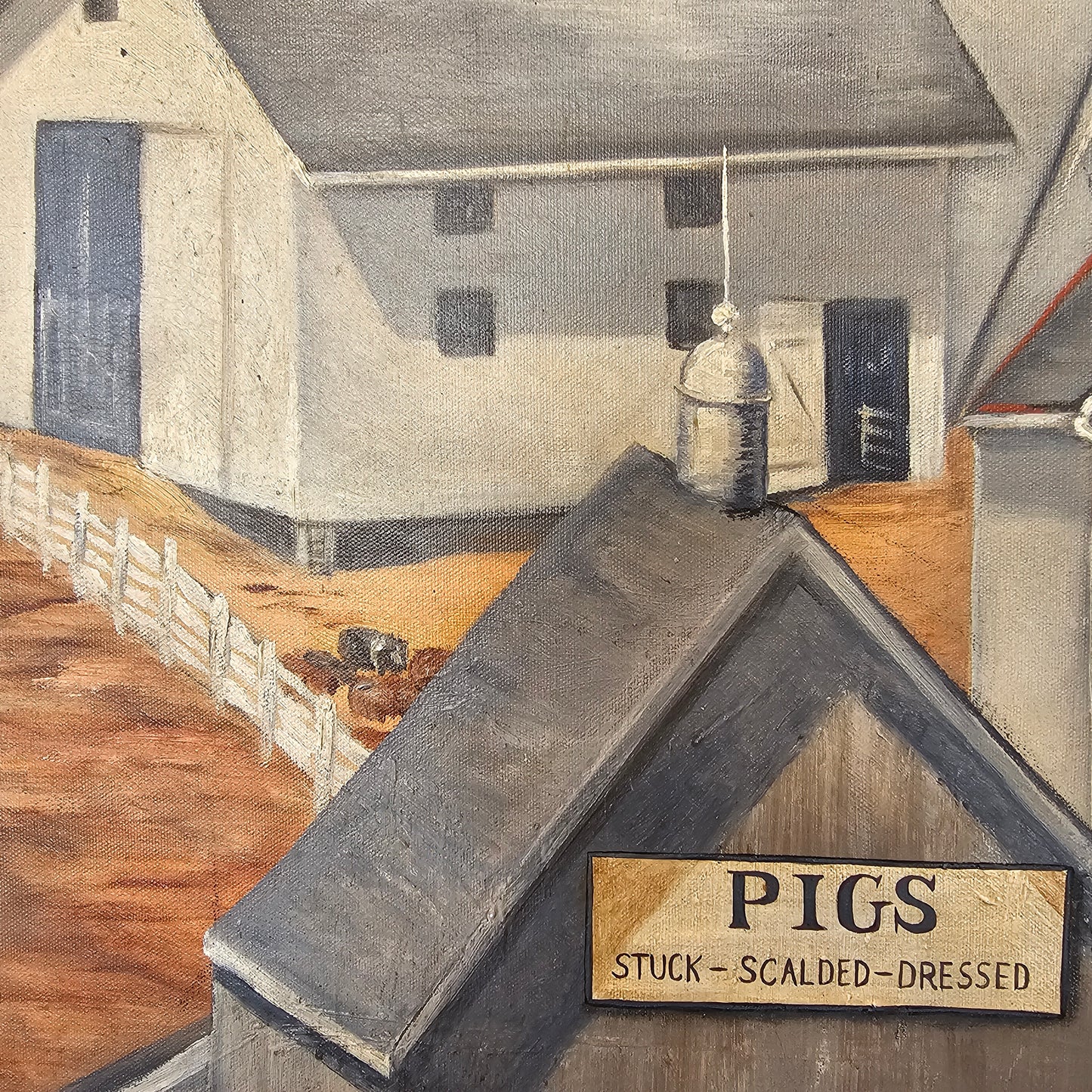 WPA Style Oil Painting "Wheelers Hog Farm" Aimee Brown/I'm Corson