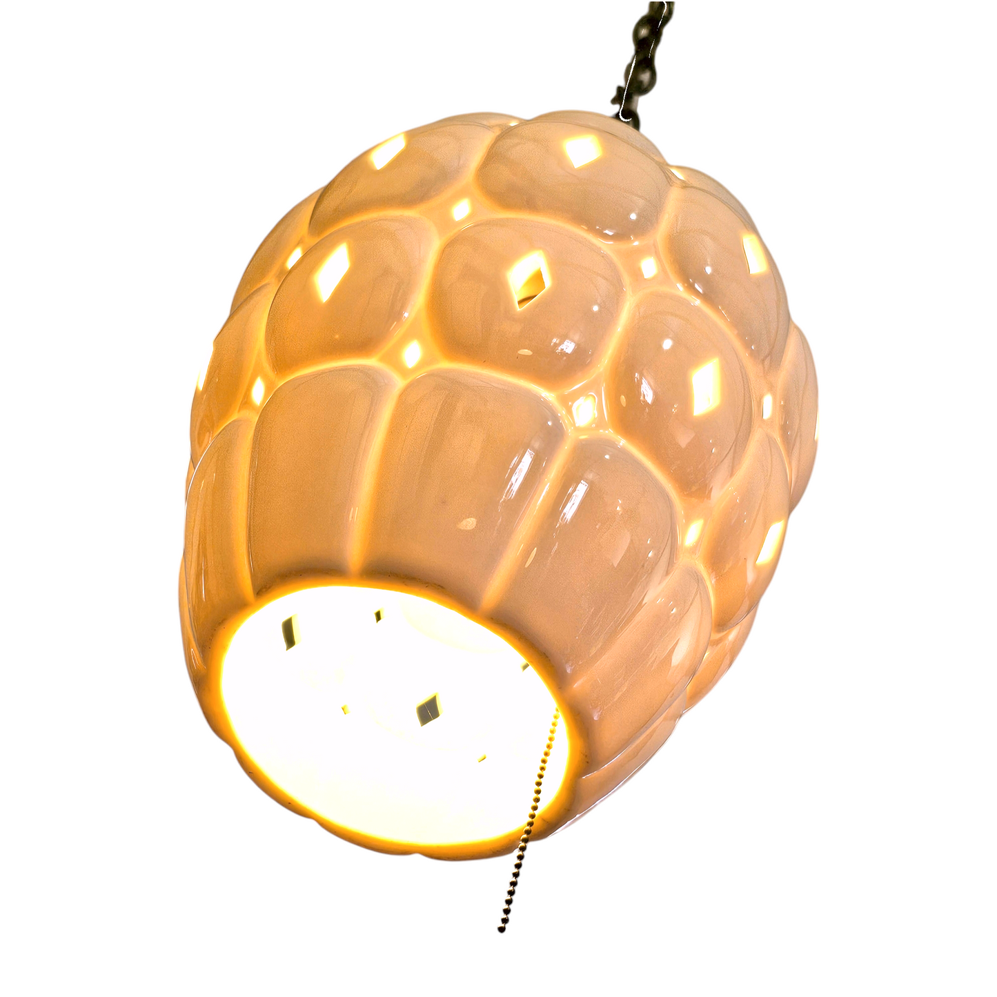 Vintage Ceramic Beehive Swag Pendant Light