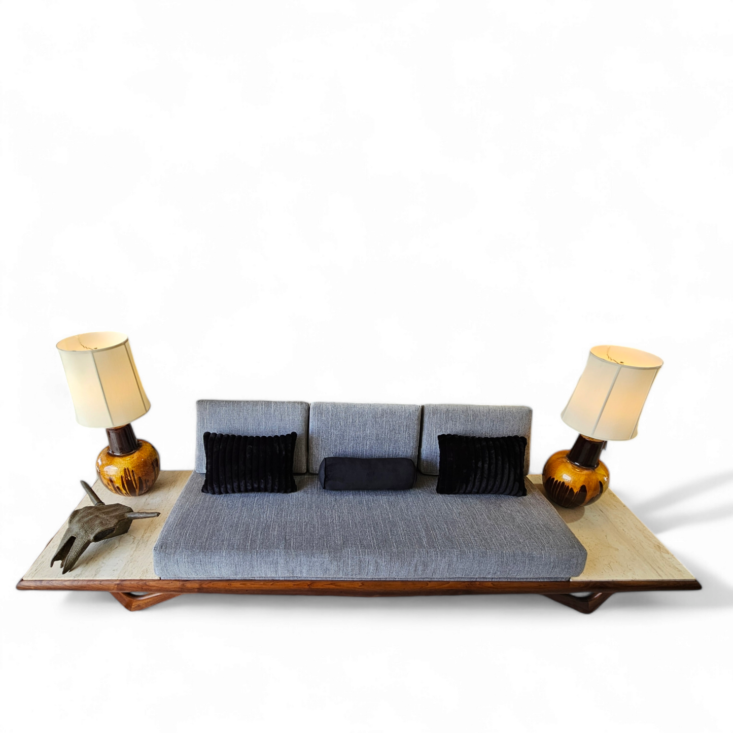 Adrian Pearsall Sofa With Travertine Side Tables for Craft Associates